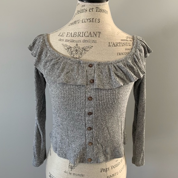 Heart & Hips Tops - Heart & Hips Off The Shoulder Long Sleeve Crop